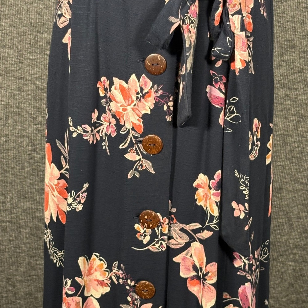 J.Jill Botanical Brunches Navy Blue Floral Button Front Midi Dress Medium - Picture 7 of 16